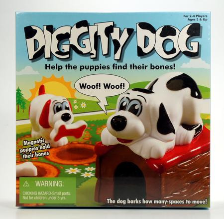 Diggity Dog game box with cartoon dog and bone.