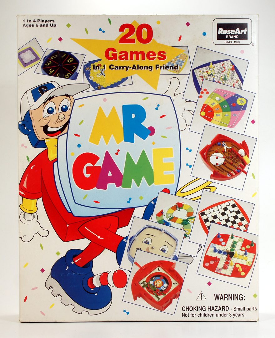 Vintage Mr. Game board game box with colorful illustrations and cards.