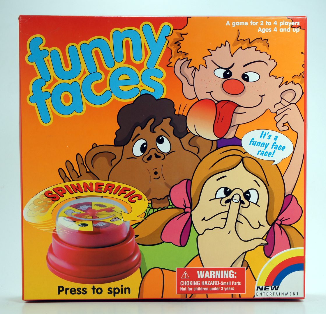 Vintage Funny Faces game with character masks and spinner.