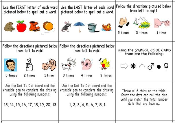 An instructional worksheet for solving a word puzzle with directions and clues.
