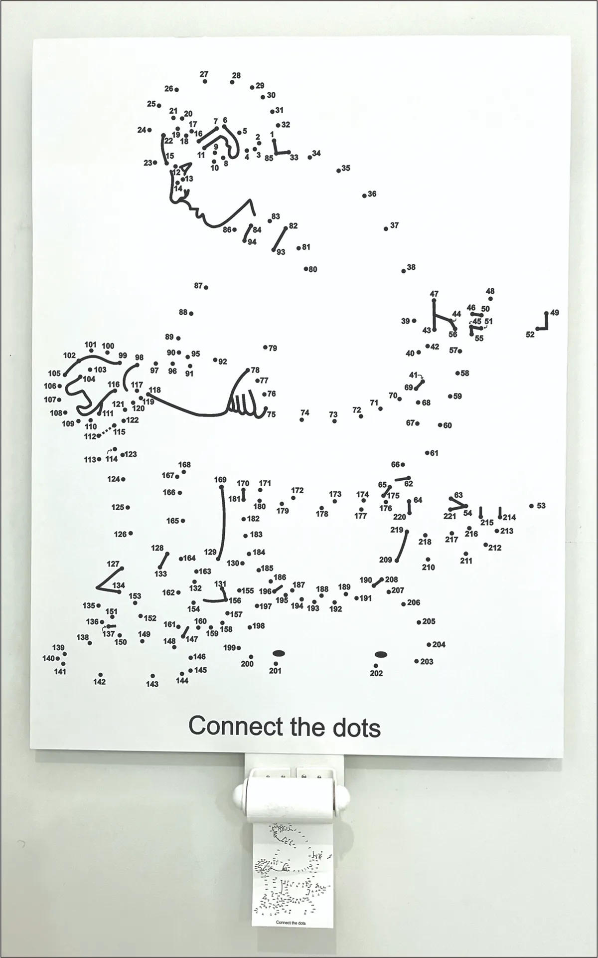 A connect-the-dots puzzle forming a whale.