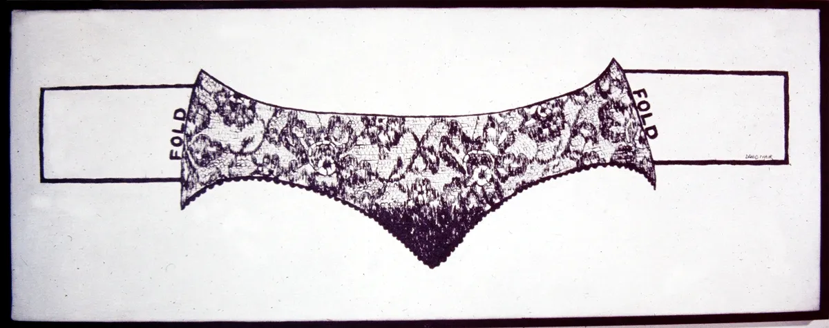 Black lace panties with floral patterns on a white background.