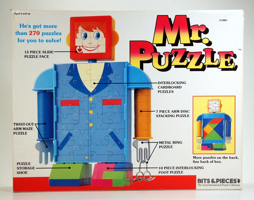 Box art for Mr. Puzzle, a colorful robot puzzle game.