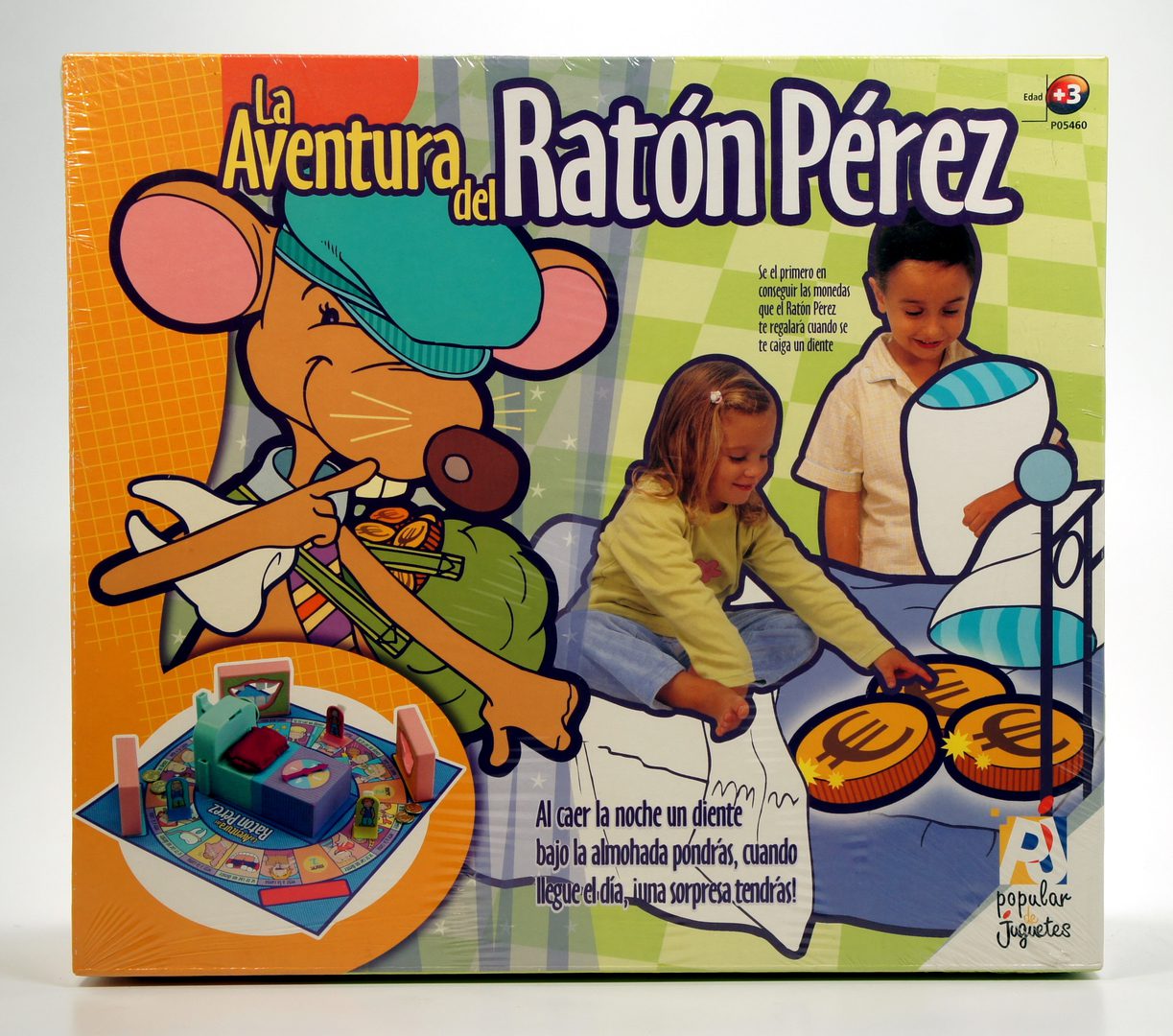 Cover of a game featuring Ratón Pérez and children playing.