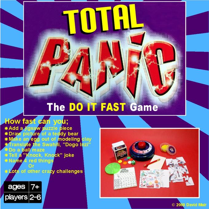 Total Panic board game with cards, timer, and buzzer for fast-paced fun.