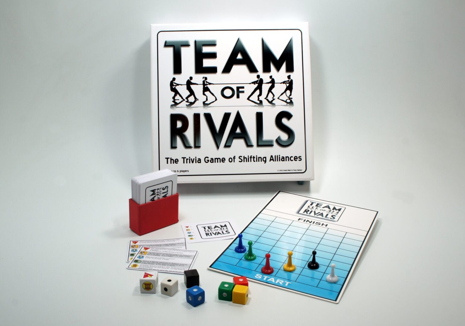 Board game 'Team Rivals' with components and instruction booklet.