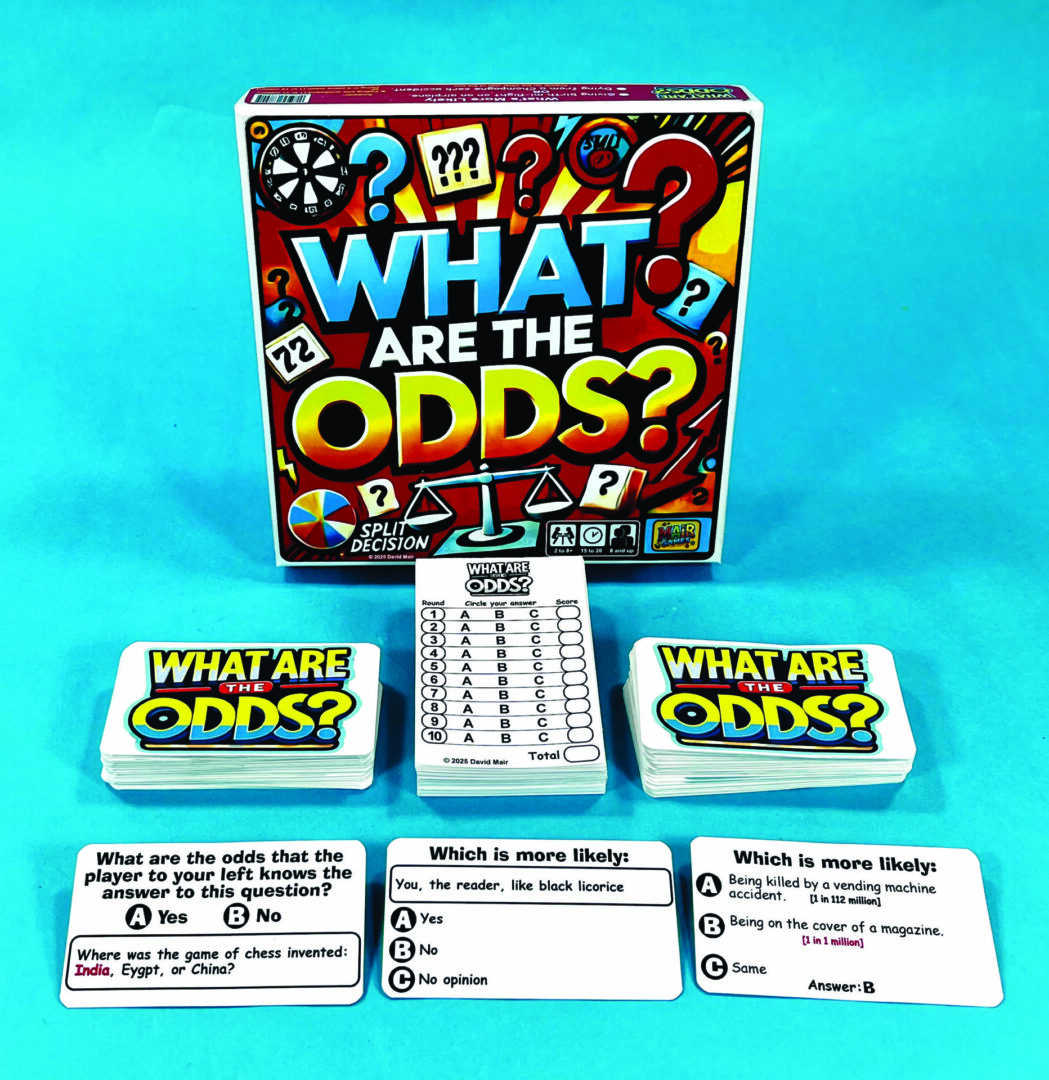 A "What Are The Odds?" game set with cards and a spinner.